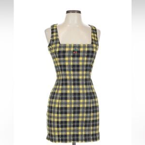 Lazy oaf plaid cherry dress yellow